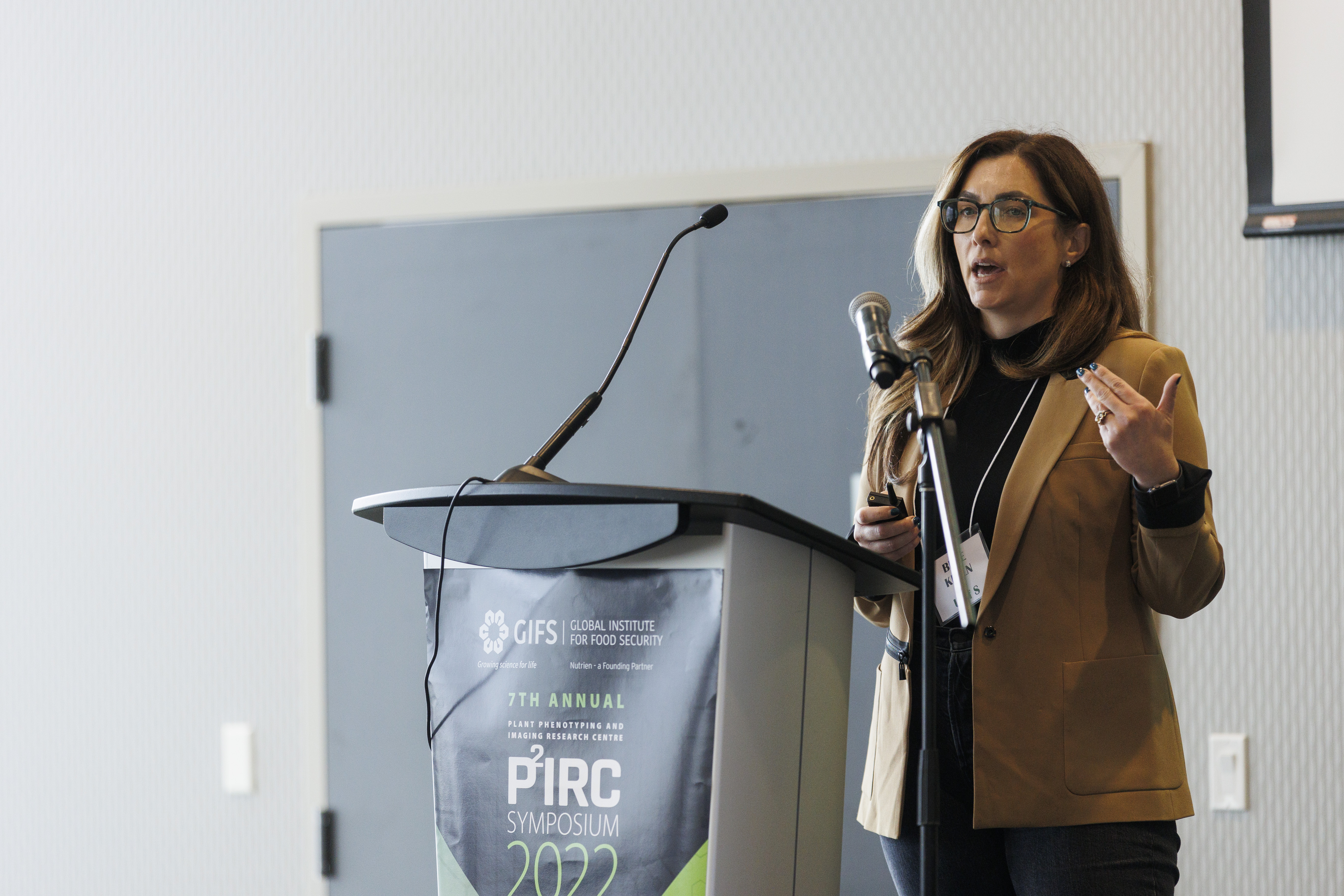 A wide range of research topics were addressed at the P2IRC Symposium. Here, Dr. Breeanna Kelln of the University of Saskatchewan presents on forage management and utilization.  
