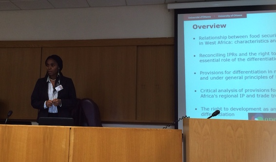 Uchenna presenting at the Regional Perspectives on the Right to Development Conference in September 2017, at the University of Pretoria, South Africa. 